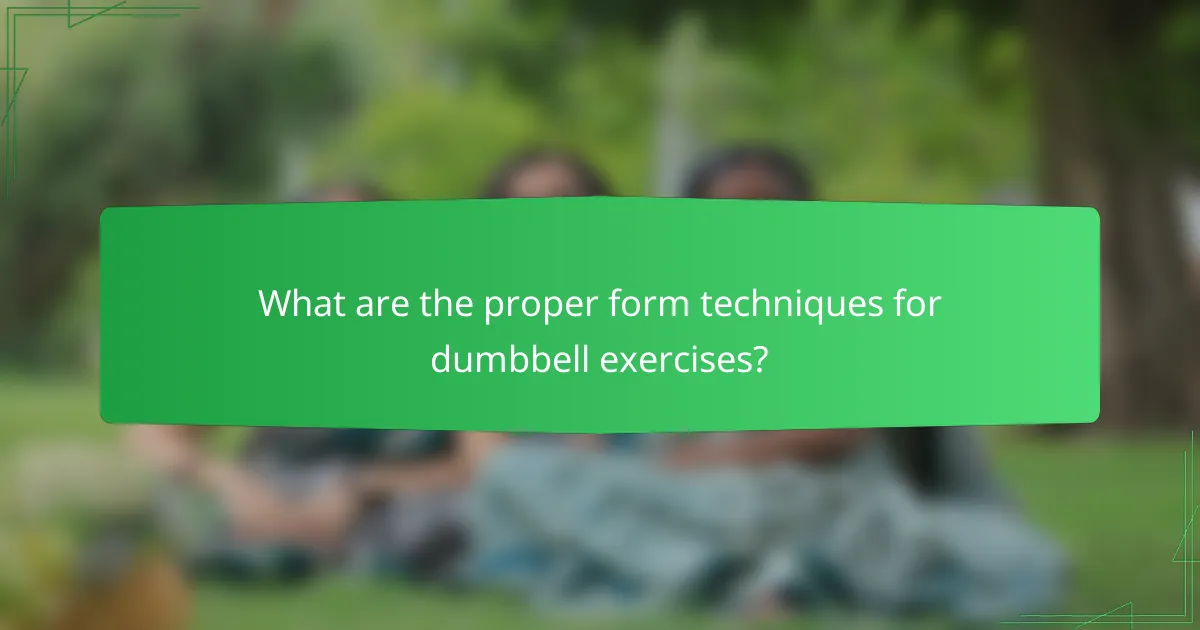 What are the proper form techniques for dumbbell exercises?